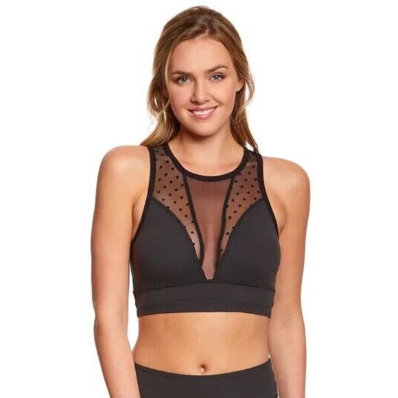 Beyond Yoga Polka Dot Mesh Converged Yoga Bralette Bra Black Sz Small NWT - Picture 1 of 10